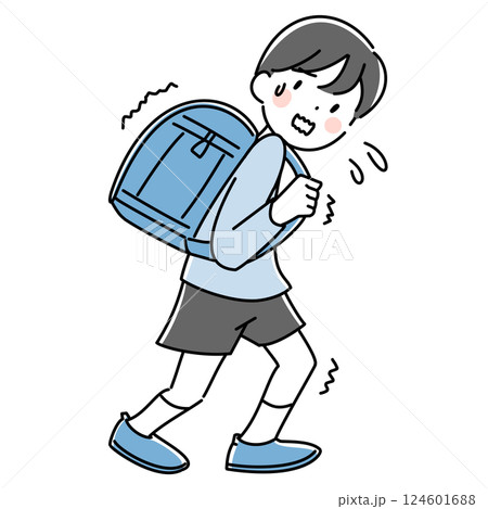 重いランドセルを背負った小学生の男の子のイラスト 124601688