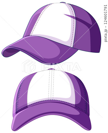 Purple and White Baseball Cap Vector Illustration 124601791