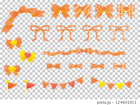 Ribbon and flag set_Orange 124601911