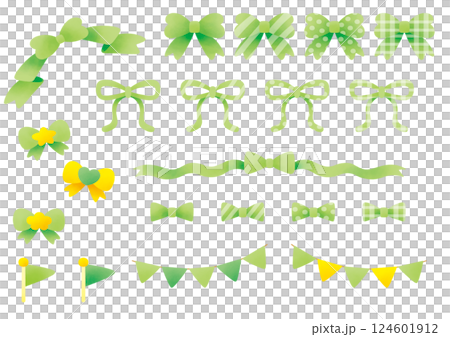 絲帶和旗幟套裝_黃綠色 絲帶和旗幟套裝_黃綠色 124601912