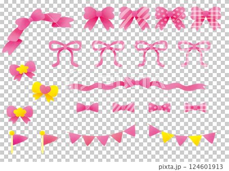 Ribbon and flag set_pink 124601913