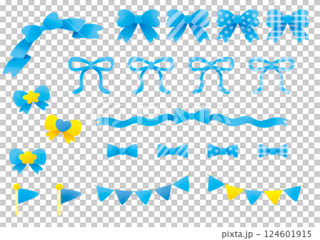 Ribbon and flag set_light blue 124601915