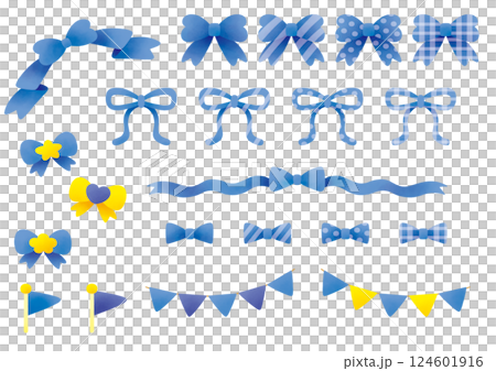 絲帶和旗幟套裝_藍色 124601916