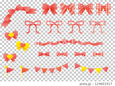 Ribbon and flag set_red 124601917