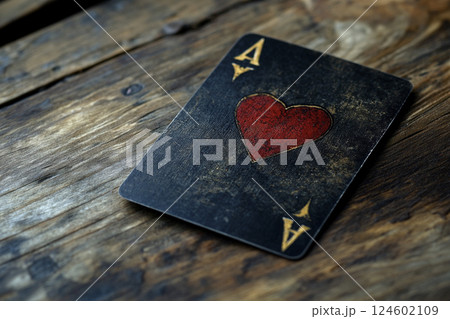 テーブルに置かれたハートのA AI画像 テーブルに置かれたハートのA AI画像 124602109