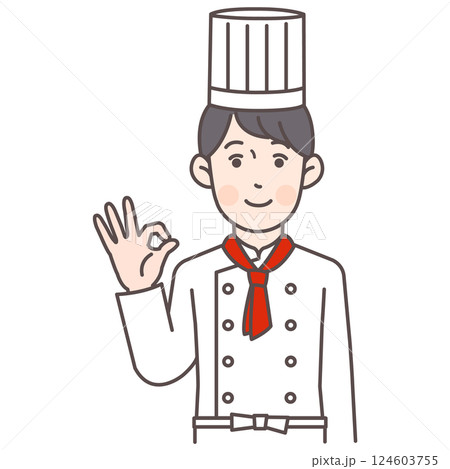 OKサインを出すコックさんの男性 124603755