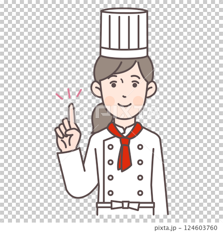 A female chef pointing 124603760