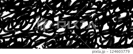 Black brush stroke scribble texture. Hand drawn distressed grunge background for design template, banner, poster. Ink paint doodled stroke wallpaper. Vector textured overlay marker scrawled backdrop Black brush stroke scribble texture. Hand drawn distressed grunge background for design template, banner, poster. Ink paint doodled stroke wallpaper. Vector textured overlay marker scrawled backdrop 124603779