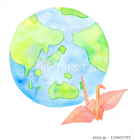 水彩イラスト 世界の平和を祈る 水彩イラスト 世界の平和を祈る 124603785