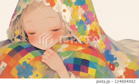 お昼寝をする可愛い女の子 124604082