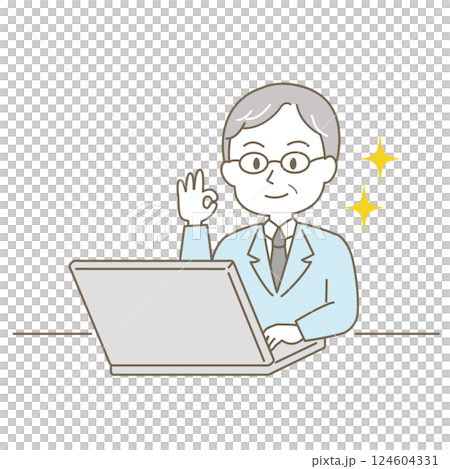 Middle to senior generation, neat and tidy men's business scene, simple and cute line type (OK, white background) Middle to senior generation, neat and tidy men's business scene, simple and cute line type (OK, white background) 124604331