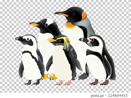 五隻企鵝的可愛插圖 五隻企鵝的可愛插圖 124604455