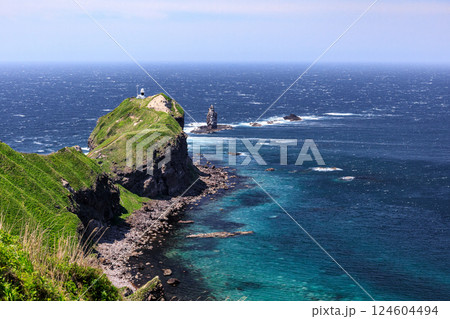 北海道積丹町、神威岬展望台からの眺め【5月】 124604494