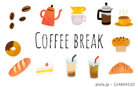 かわいいコーヒーのイラストセット 124604520