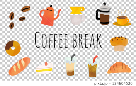 かわいいコーヒーのイラストセット 124604520