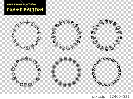 シンプルな手書きのかわいい夏イメージフレームセット 124604521