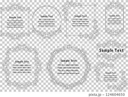 Vintage calligraphy style frame material 88 <Decorative borders, decorative frames, monochrome line drawings> 124604650