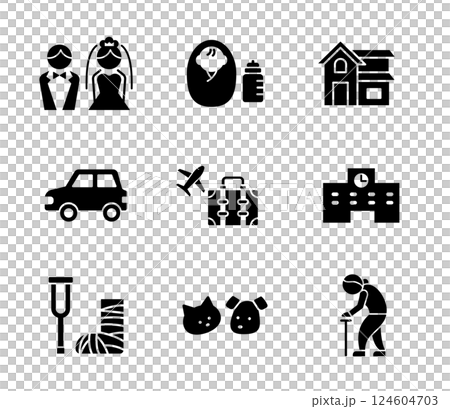 生命階段輪廓圖示設定向量 124604703