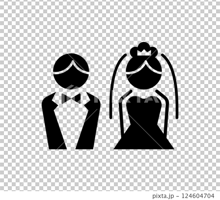 結婚のシンプルなシルエットアイコン ベクター 結婚のシンプルなシルエットアイコン ベクター 124604704