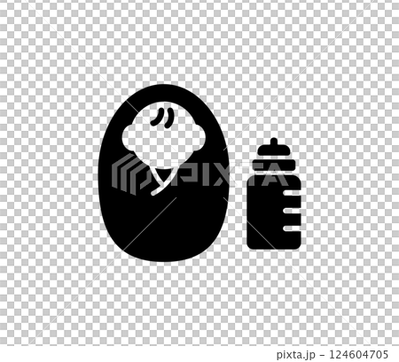 簡單的嬰兒剪影圖示向量 124604705