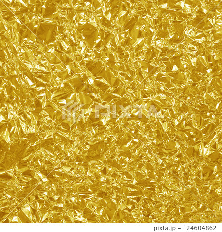 Gold foil leaf shiny texture, abstract yellow wrapping paper for background and design art work. 124604862