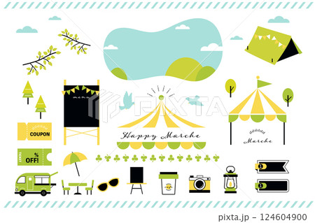 キャンプ、休暇、マルシェ、ゴールデンウイーク、自然と触れ合う休日 124604900
