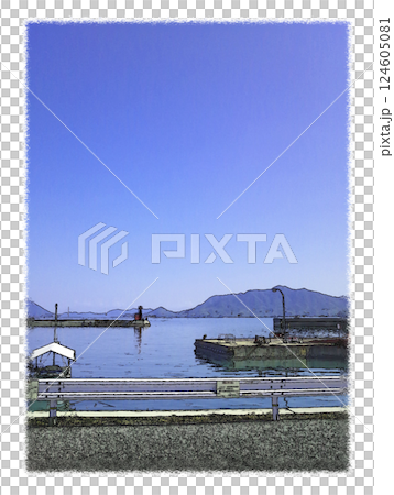 White, jagged finish: A port waiting for a ferry to a small island in the Seto Inland Sea 124605081