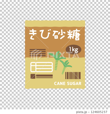 Cane sugar in a bag illustration 124605237