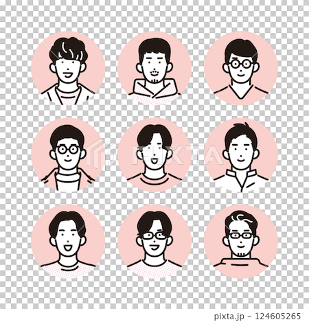 Simple illustration of smiling casually dressed men icon set 124605265