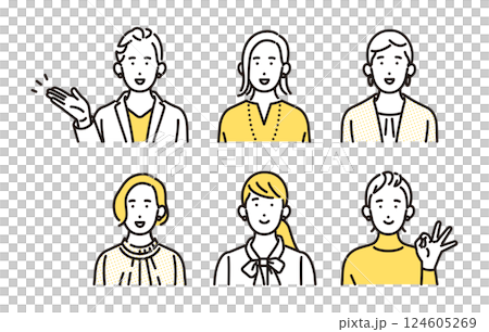 簡單的例子：具有積極面部表情和姿勢的女商人。人的變化 124605269