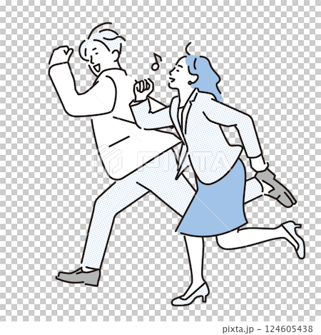 Simple illustration: Smiling business men and women running 124605438