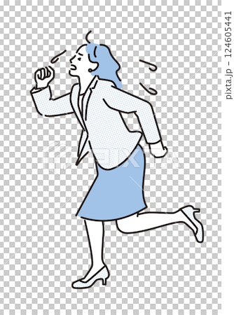 Simple illustration of a business woman running in a hurry 124605441