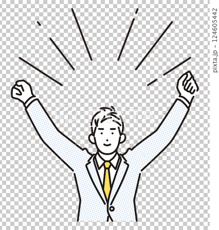 Simple illustration of a businessman doing a fist pump 124605442