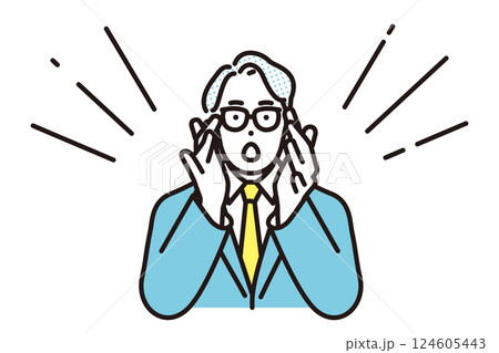 シンプル　イラスト　大声で応援するビジネスマンの男性 人物 124605443