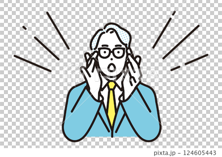 シンプル　イラスト　大声で応援するビジネスマンの男性 人物 124605443