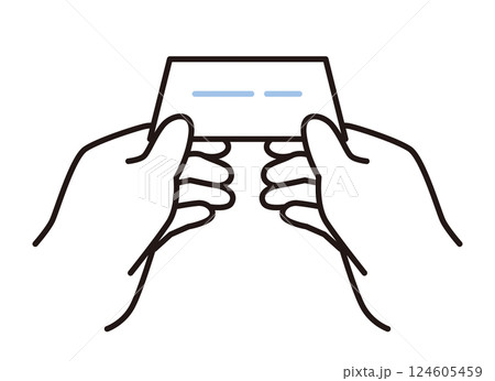 シンプル　イラスト　名刺交換をするビジネパーソンの手のベクターイラスト 124605459
