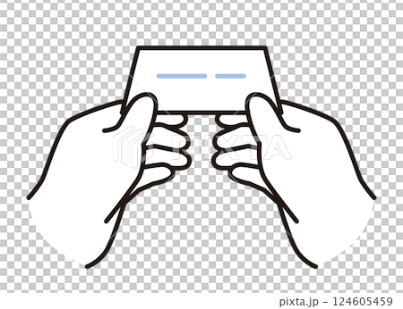 シンプル　イラスト　名刺交換をするビジネパーソンの手のベクターイラスト 124605459
