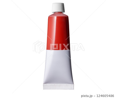 赤い絵の具のチューブ 124605486
