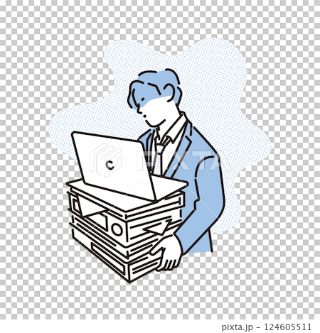 簡單舉例說明一位厭倦了過多工作的男性商人 124605511