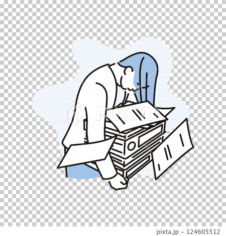 シンプル イラスト 書類が多すぎてうんざりするビジネスパーソンの女性 人物 シンプル イラスト 書類が多すぎてうんざりするビジネスパーソンの女性 人物 124605512