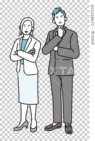 Simple illustration of standing business men and women character set 124605539