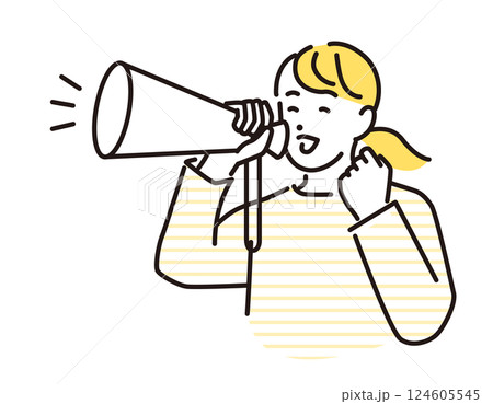 シンプル イラスト メガホンを持って応援する若い女性 人物 シンプル イラスト メガホンを持って応援する若い女性 人物 124605545