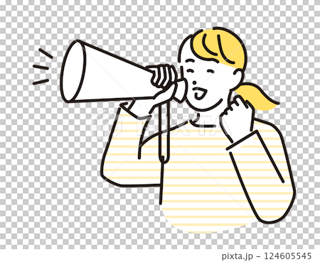 シンプル イラスト メガホンを持って応援する若い女性 人物 シンプル イラスト メガホンを持って応援する若い女性 人物 124605545