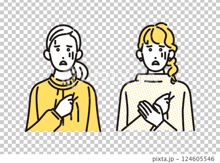 Simple illustration of a young woman feeling unwell. Set of characters 124605546