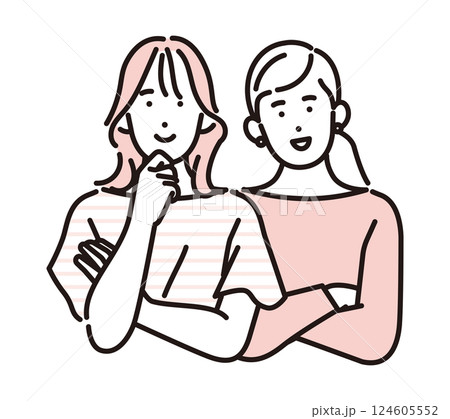 シンプル　イラスト　女性同士のカップル 人物 124605552