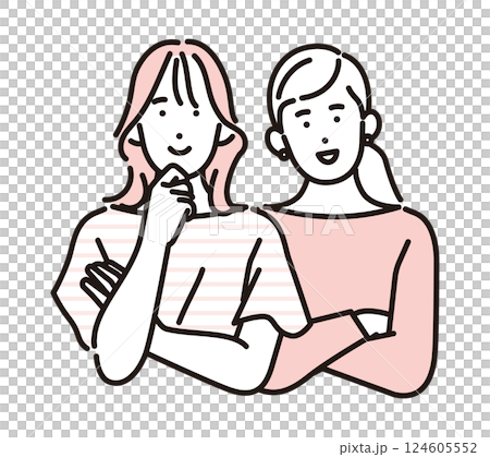 シンプル　イラスト　女性同士のカップル 人物 124605552