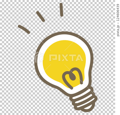 Simple and cute icon for business use_Light bulb, yellow, white background 124606439