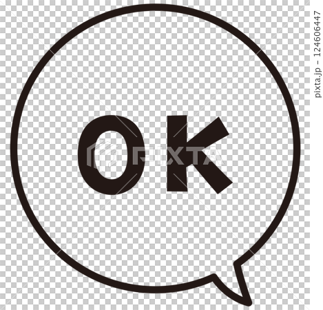 簡單可愛的商務用圖示_OK，黑白，氣泡，白色背景 124606447