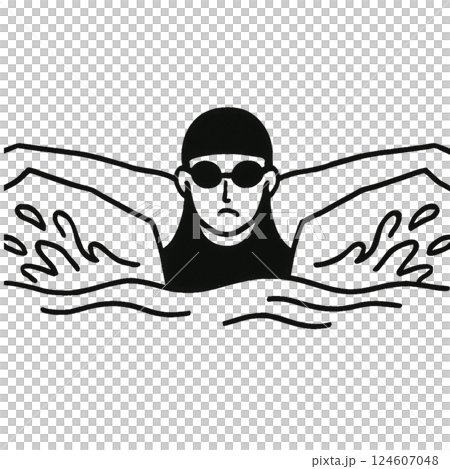 Simple butterfly stroke illustration, icon, material, no background, butterfly 124607048