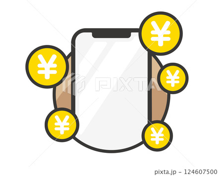 スマホと日本円マークのイメージ ベクターイラスト 124607500